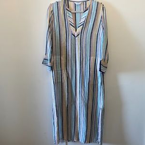 Splendid X Gray Malin Linen/Viscose Blend Semi-Sheer Striped Maxi Dress